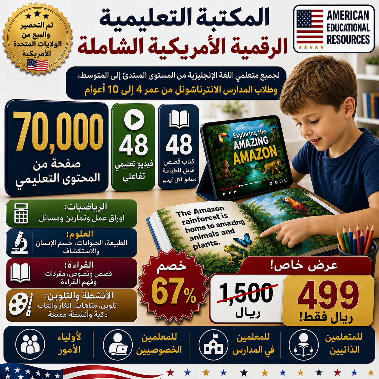 المكتبة التعليمية الرقمية الأمريكية الشاملة للتأسيس والوسائط المتعددة 🇺🇸📚🎬
